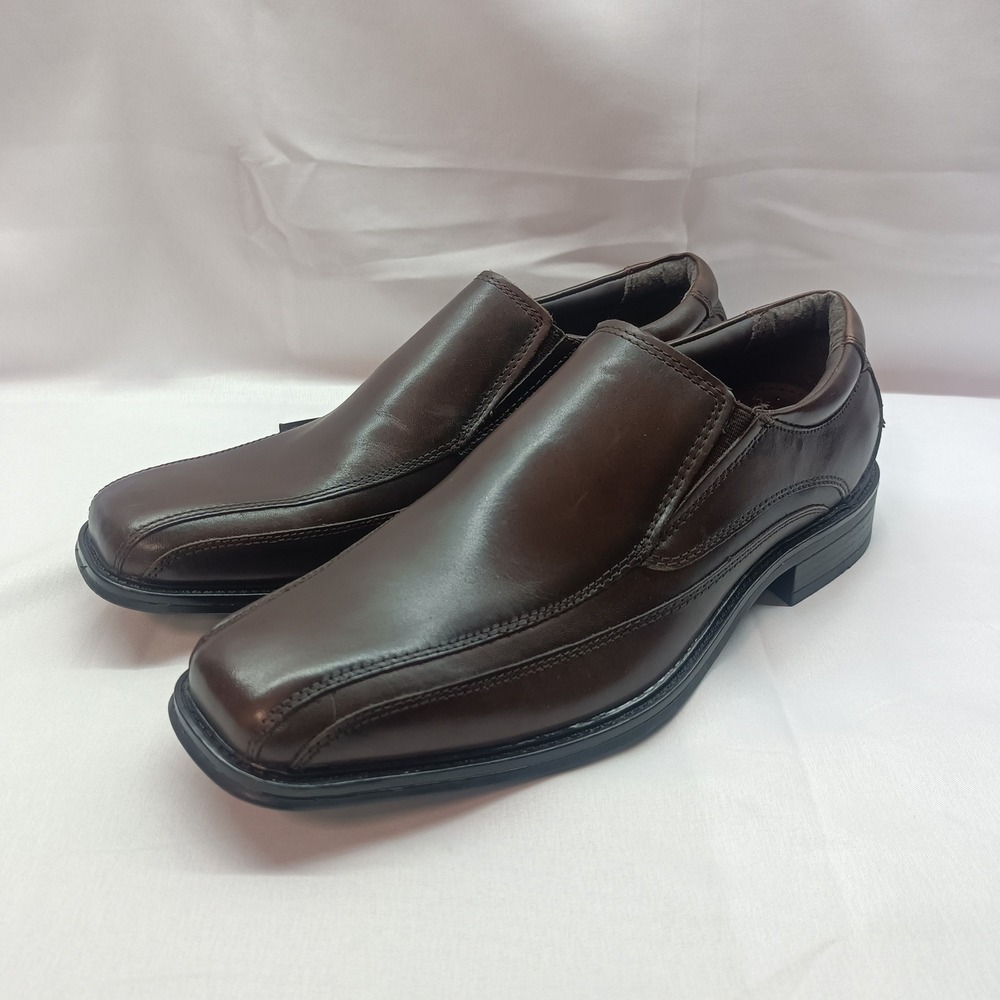 Dockers Mens Brown Leather Slip On Dress Shoes Square Toe Loafers 8.5M 90-27227